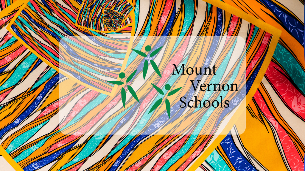 Vibrant colors with the Mount Vernon logo on it.