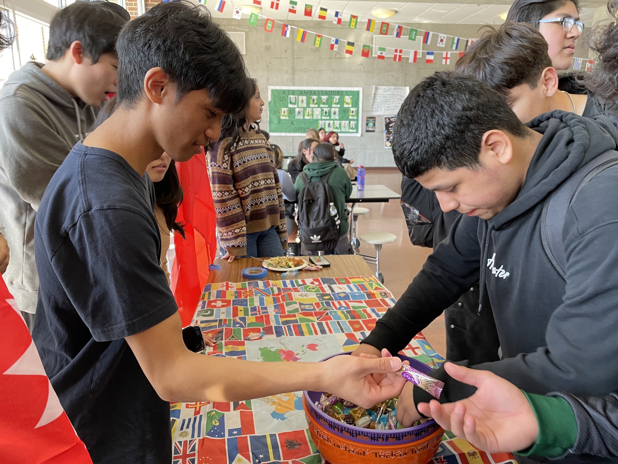 Students getting candy