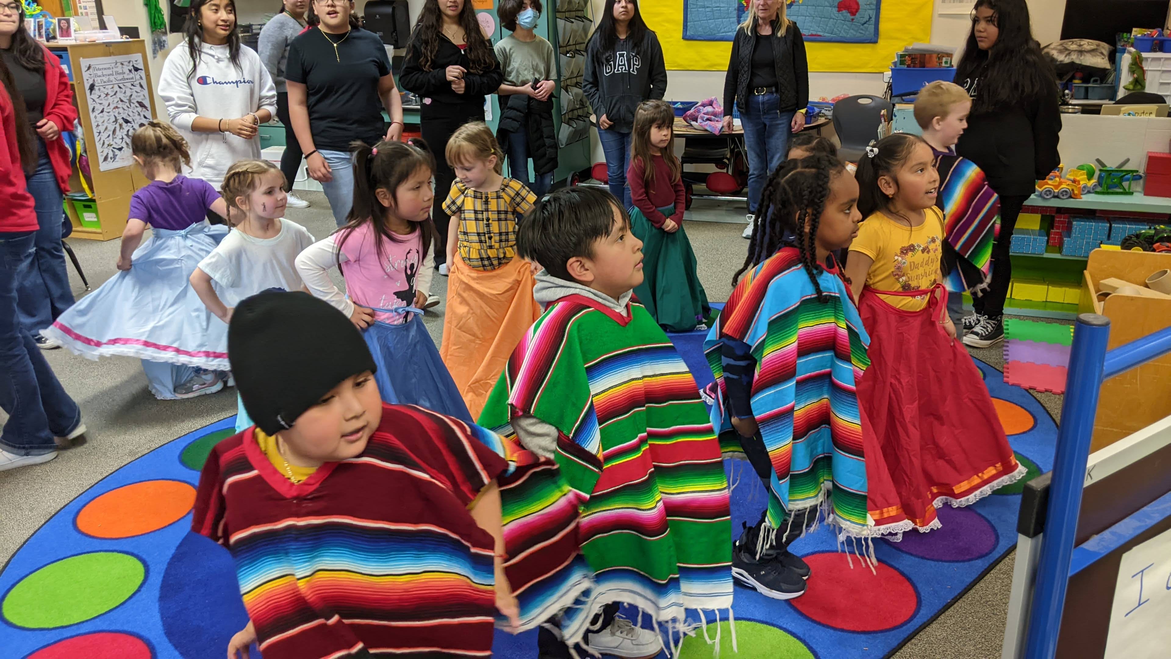 Students wearing traditional clothing