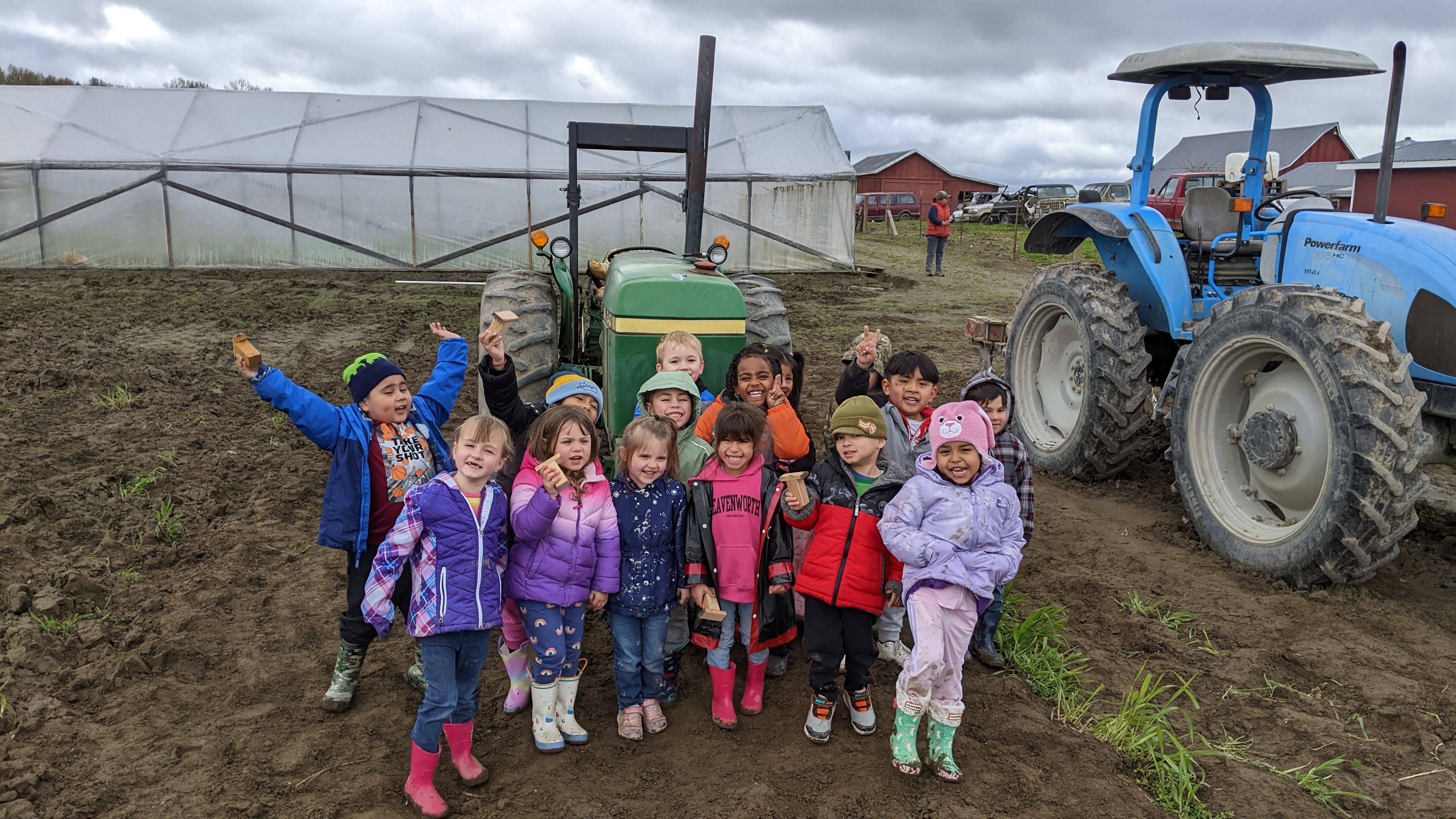 Students visiting a farm