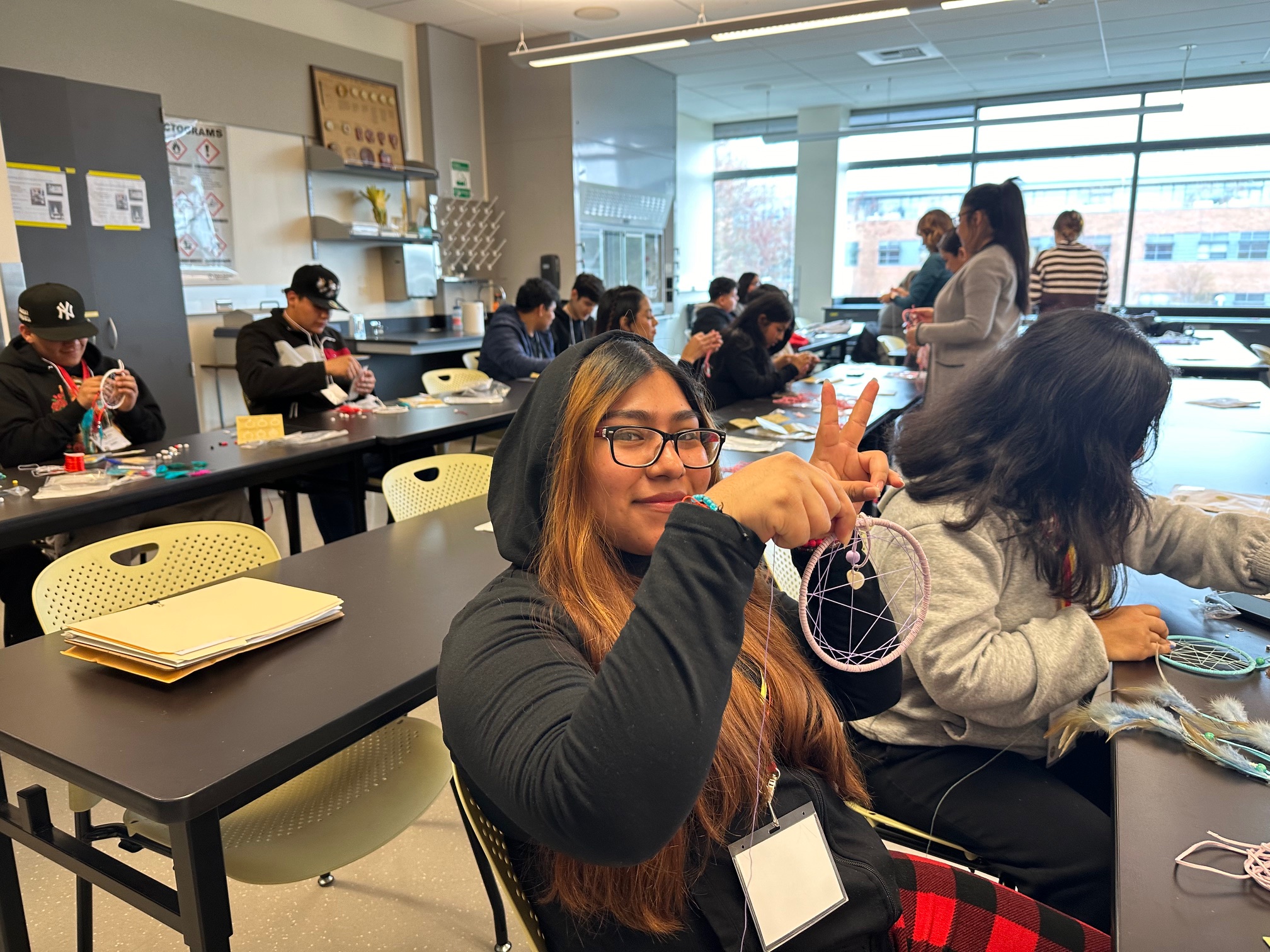 students creating crafts