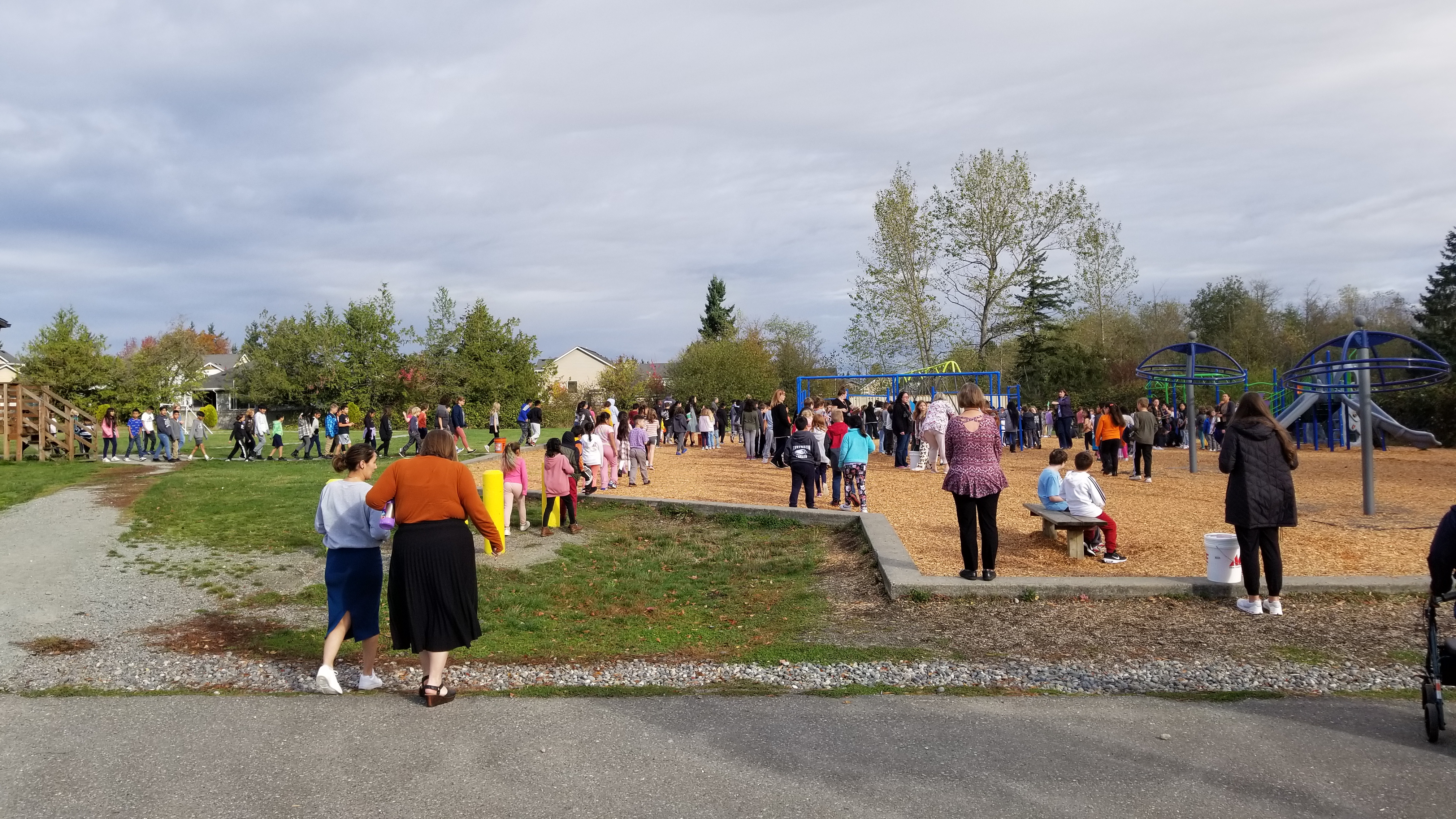 Students exercising a drill